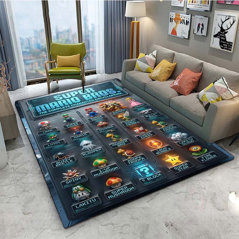 Anime CARTOON-M-MA-RIO-GAME UnSlip Rug for Living Room,Bedroom,Playroom,Kitchen,Door,Prayer Floor Mat Decor Carpet Gift Alfombra