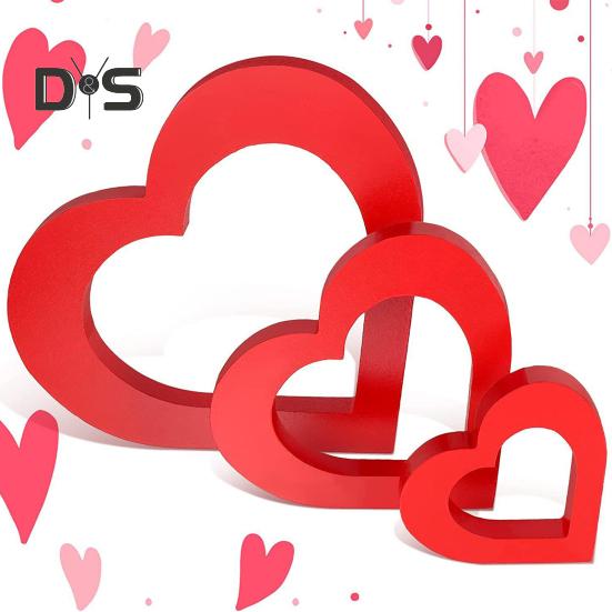 Деревянный знак любви, красное сердце, украшение стола, знак любви в форме сердца, центральный элемент ко Дню святого Валентина для домашнего декора, стола, комода