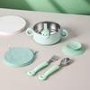 Детская нержавеющая сталь Кормление Еда Посуда Присоска Нескользящая Миска Ложка Вилка Набор Соломинок Посуда для Малышей