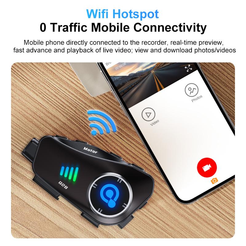Bluetooth гарнитура для мотоциклетного шлема беспроводное WiFi приложение для мотоцикла видеорегистратор Moto DVR 1080P объектив видеорегистратор 1500 мАч водонепроницаемый