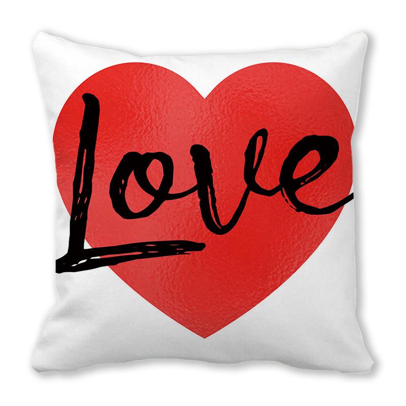 Big Love Valentine'S Day Digital Printing Short Plush Pillow Covers Decorative For Car Sofa Office Cushion Cover Home Goods