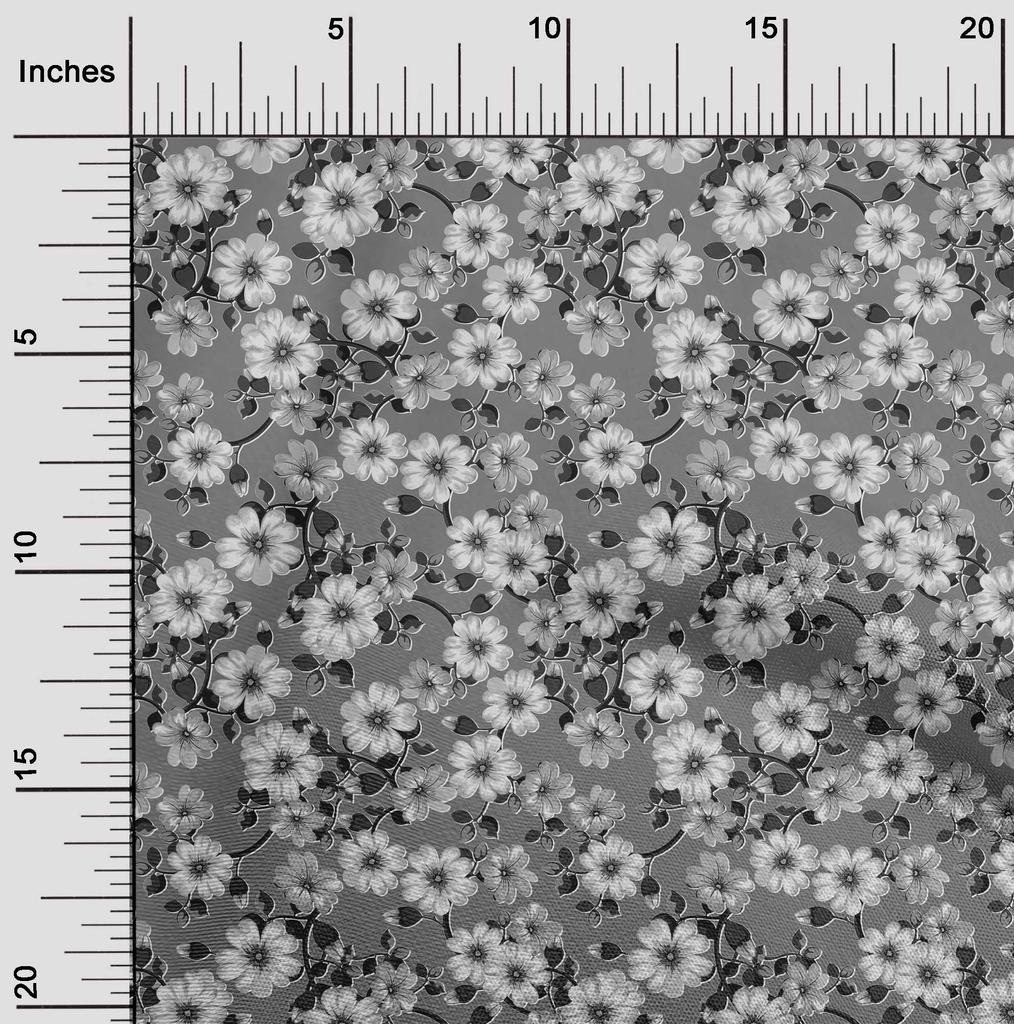 oneOone Cotton Flex Gray Fabric Floral Craft Projects Decor Fabric Printed By The Yard 40 Inch