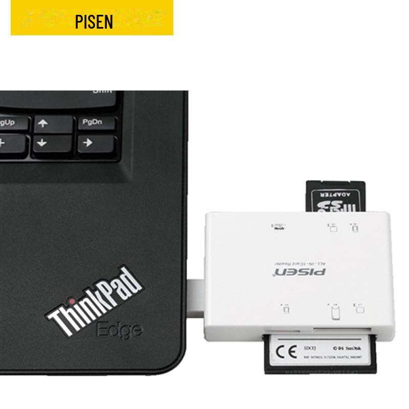 PISEN Multi-Card Reader: Mini Mobile, TF, CF, SD, MS, USB 2.0 for Phones & Cameras