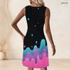 Plus Size Women Round Neck Sleeveless Tank Midi Dress Summer Casual Everyday Outfit