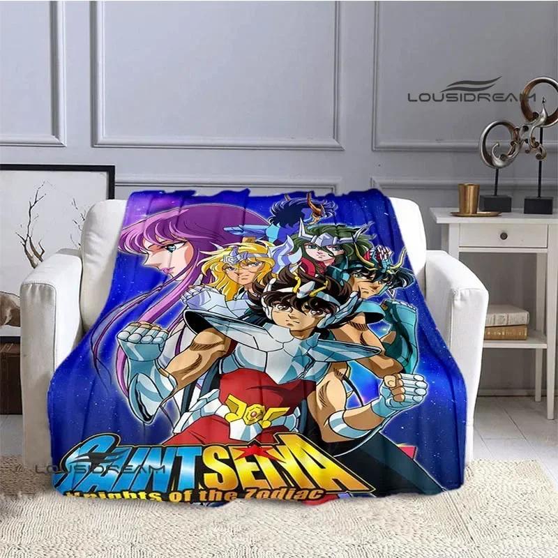 Knights of the Zodiac Cartoon Print Throw Blanket Soft Flannel Warm Cozy for Home Bed Travel Birthday Gift