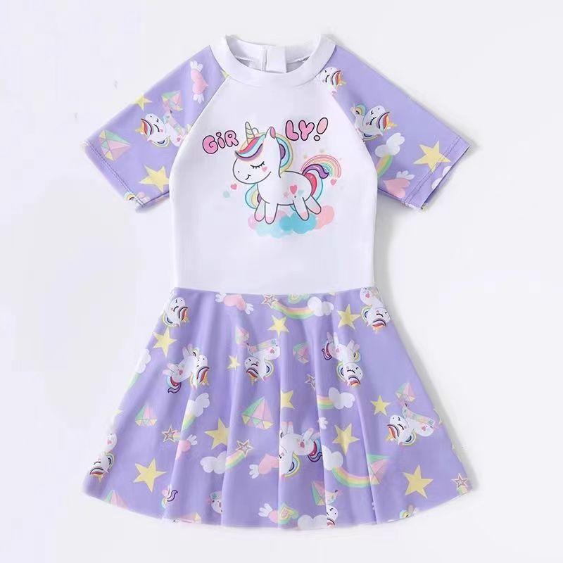 Children's swimsuit girls' sunscreen swimsuit small medium and large children's cute princess little girl one-piece cartoon swimsuit skirt