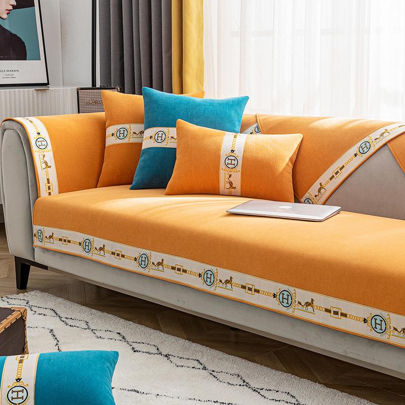 Легкий роскошный стиль, новый чехол для дивана из синельной кожи, универсальный нескользящий чехол для четырех сезонов, простой современный летний