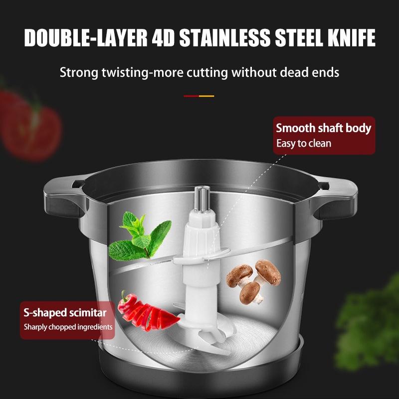 6L 2000W 2 Gear Electric Meat Grinder Kitchen Chopper Mincer Stainless Steel Garlic Vegetable Blender Mixer Baby Food Processor