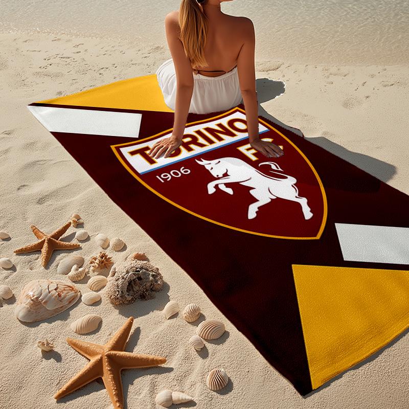 Torino Fc Crest Design Microfiber Beach Towel, Lightweight And Quick-Dry, for Summer Travel, Beach Essential, Swimming Pool