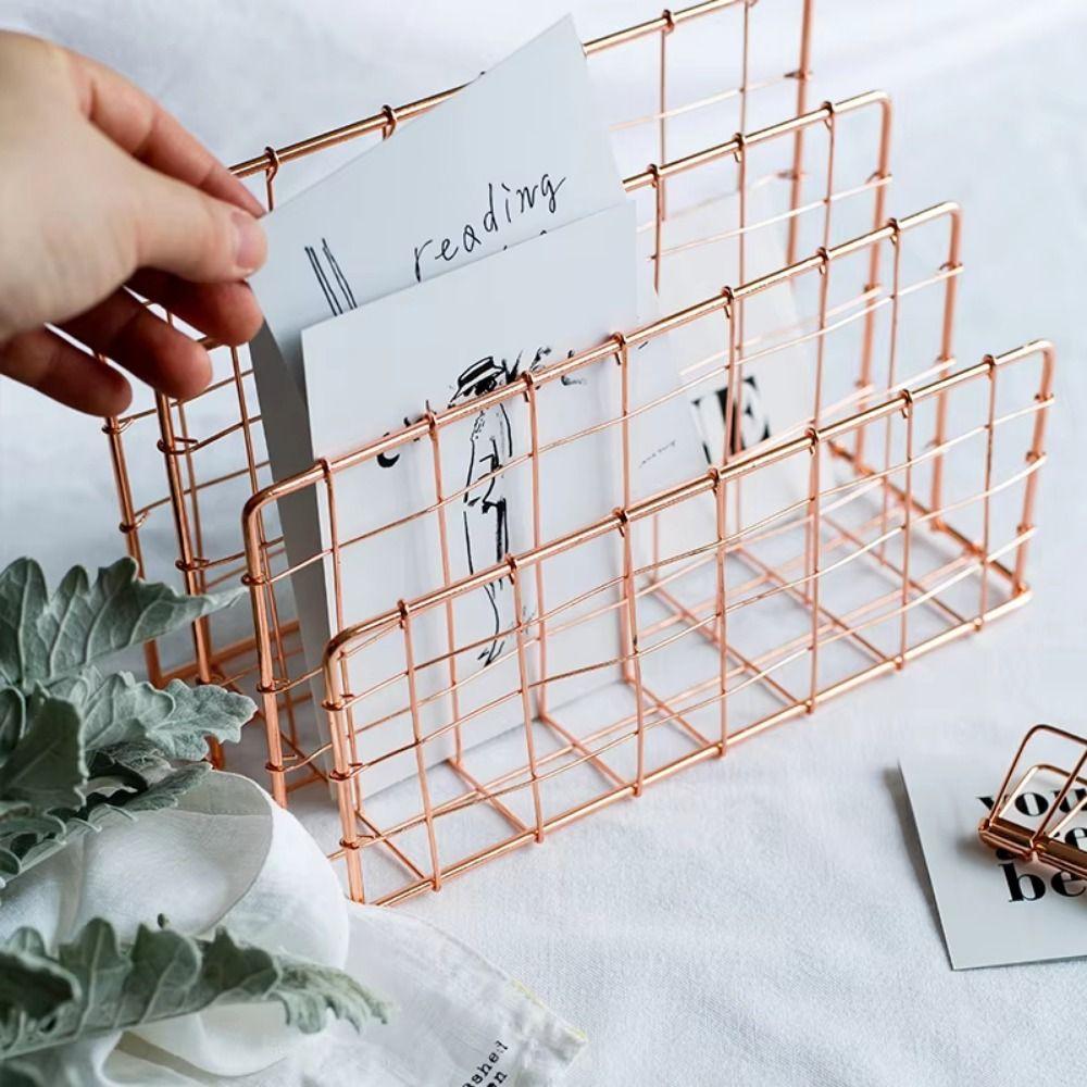 Metal Magazine File Holder Rack Durable File Sorter Organizer Document Storage Shelf Home