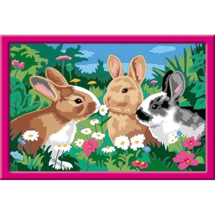 CreArt Kids 31x21cm Lapins dans le pré, Kit de peinture par numéros Numéro d'Art, Dès 9 ans, 25847, Ravensburger