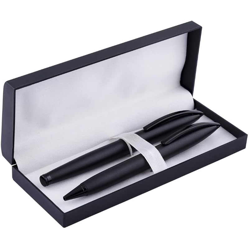 Coi Full Black Pen Set With Blue Ink And Executive Use Roller And Ball Point Pen (Set Of 2 Pens)