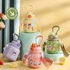 Children's Thermos Mug 316 Stainless Steel Good-looking Girls Student Portable Handle Straw Cup Cute Big Belly Cup