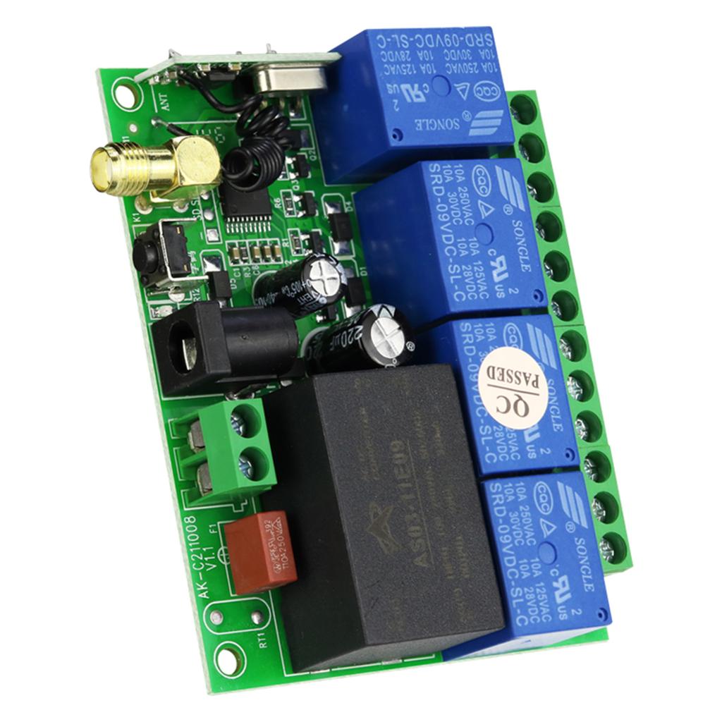 Universal Remote Control 433Mhz DC12V 24V 220V 4CH Relay Receiver and Transmitter Wireless RF Remote for Garage Door