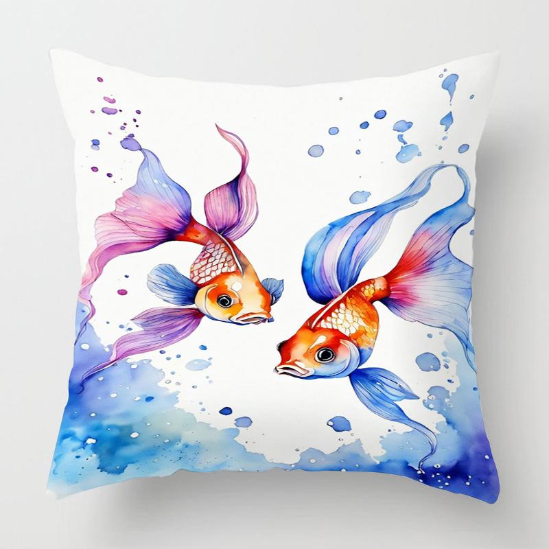 Marine Life Theme Pillow Case Home Living Room Sofa Decorative Cushion Cover 45X 5Cm 50X 50Cm Machine Washable Beach Style