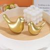 Golden Bird Figurine Nordic Style Adorable Smooth Animal Bird Statue Miniature Sculpture Desktop Decoration Party Supplies