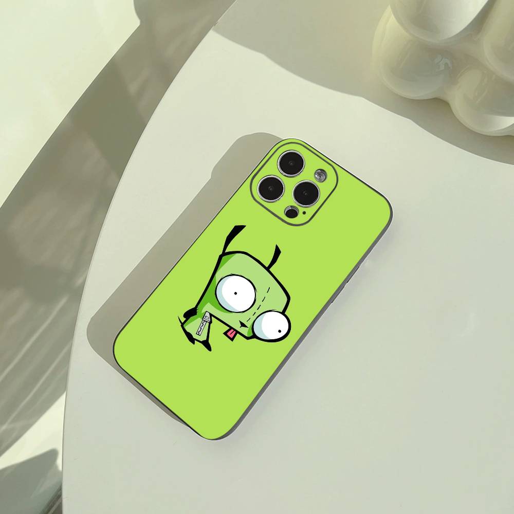 Мультяшный чехол для телефона Invader Zim Gir для iPhone 17,16,15,14,13,12,11 Pro Max,16/15/14Plus,XS Мягкий Черный Чехол