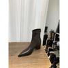 2025 осень и зима новая мода острый носок высокий каблук корейские маленькие ботильоны короткие ботинки женская обувь одинарные ботинки коричневые с юбкой