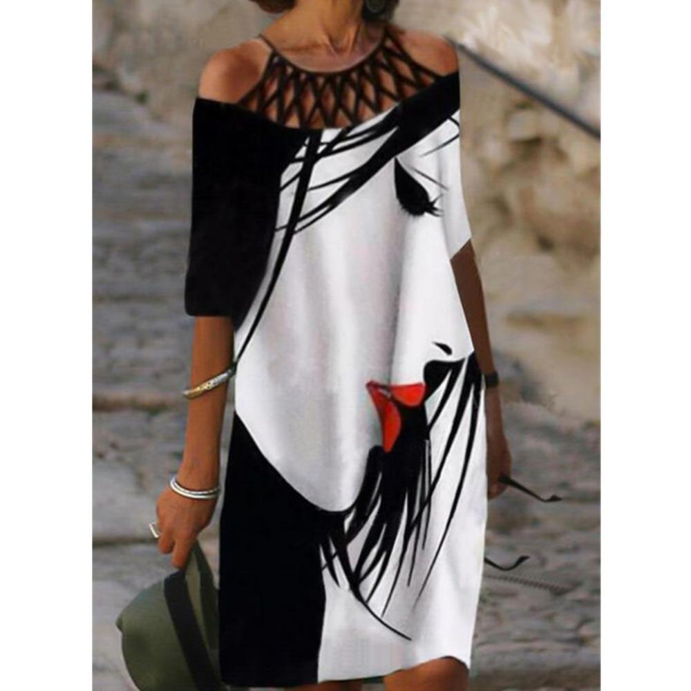 JPNTKY Женская мода лето весна короткие рукава V-образный вырез повседневные платья