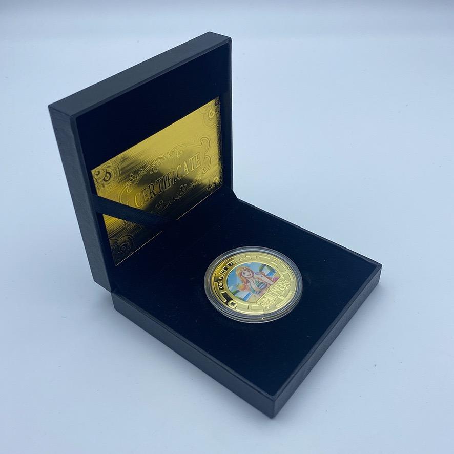 Anime Collectible Coins Luffy Zoro Gold Plated Metal Commemorative Coins Periphery Kids Birthday Gift Toy