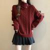 Sweater for Women Autumn Winter Thickened Warm Knitted Stretchy Long Sleeve High-neck Tops