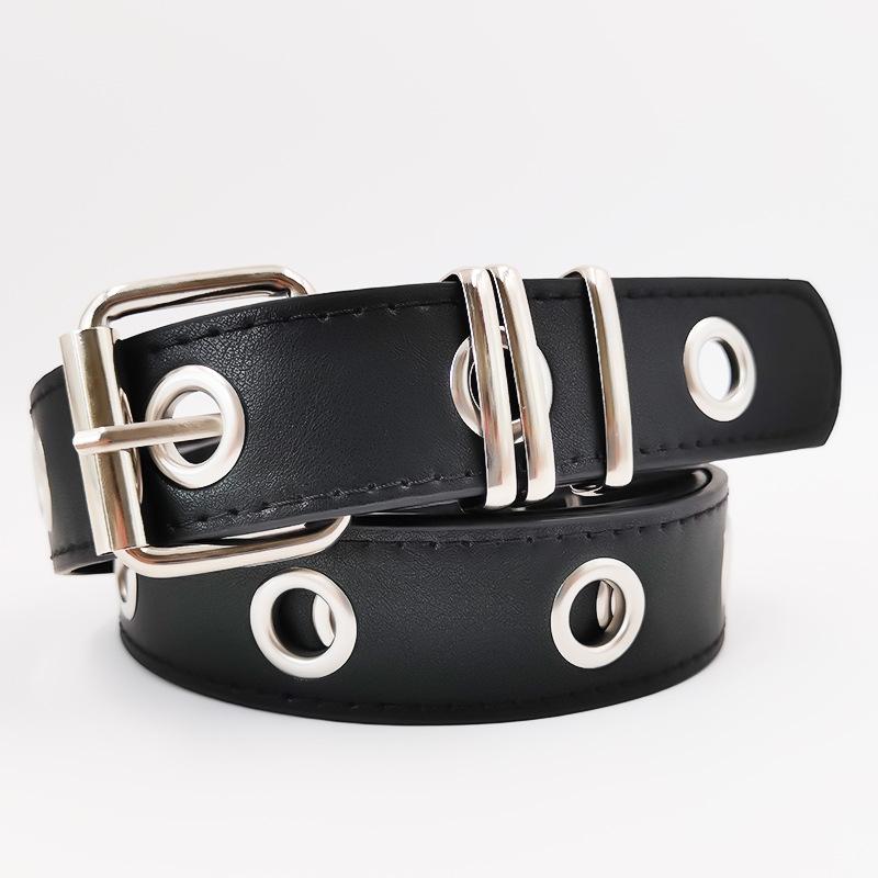 Модный женский ремень с кольцом-декорацией, с прорезями по всему телу, панк-ремень без проколов