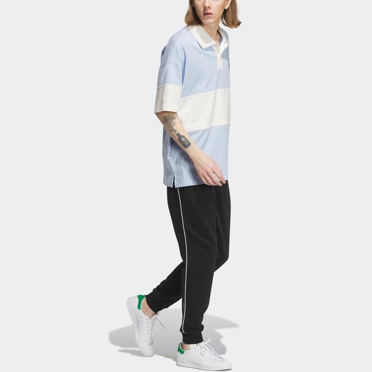 Adidas Originals Monkey Kingdom X SS23, спортивная рубашка-поло с мультяшным принтом и цветными блоками, мужские топы, светло-розовый, синий, IP1801