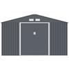Metal Garden Shed 12.99 M² - 340 X 382 X 210 Cm - NEPTUNE - Anchoring Kit Included, 2 Sliding Doors - Grey