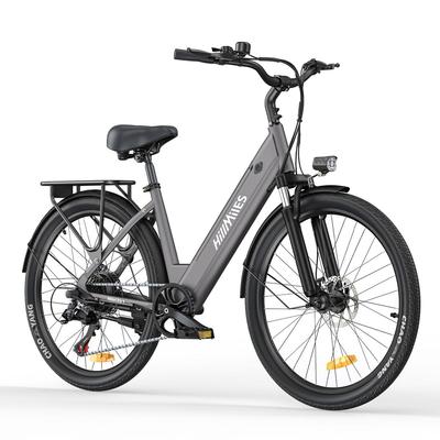 HillMiles MileCity 1, 26-дюймовый электрический велосипед с шаговым механизмом, двигатель 250 Вт, аккумулятор 36 В 13 А·ч, 25 км/ч, 7 скоростей, идеально подходит для городских поездок