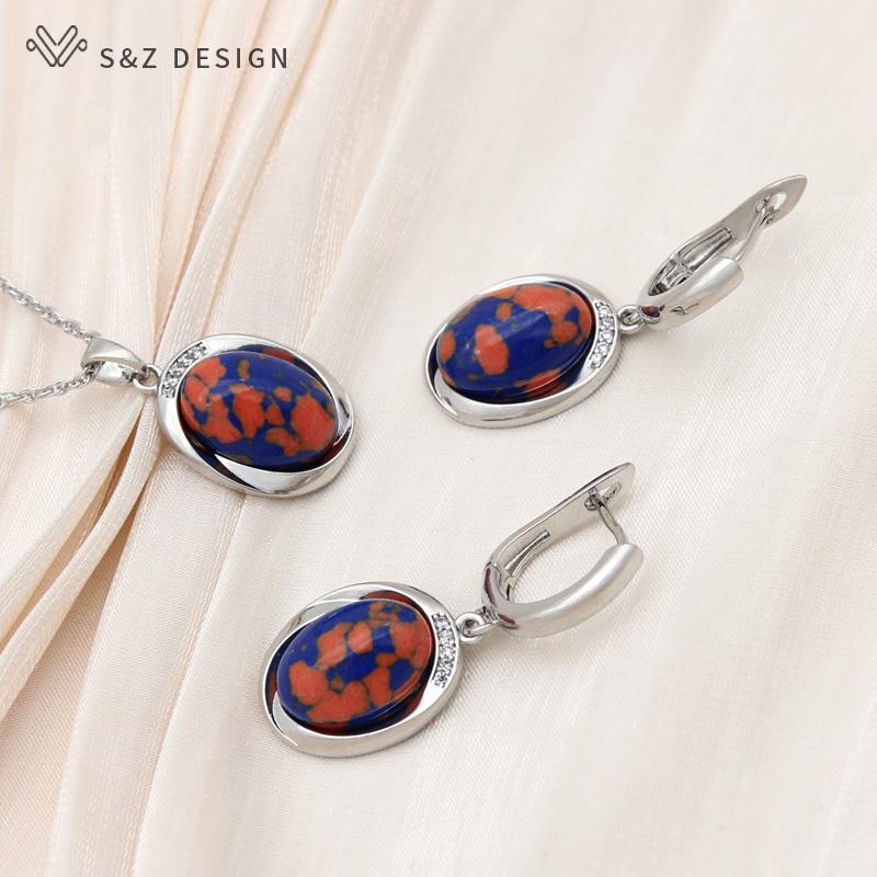 Винтажные элегантные серьги в форме яйца цвета розового золота, овальные серьги с имитацией бирюзы, комплекты ювелирных изделий для женщин, свадебное ожерелье с подвеской