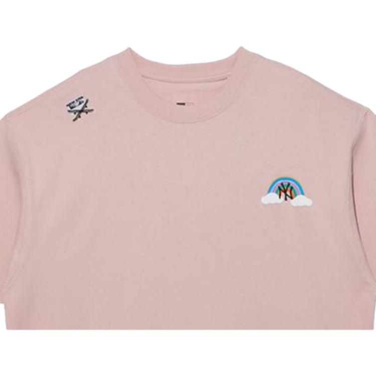 New Era SS22 Футболка с коротким рукавом, принт буквы-радуга, унисекс, розовая 13280313
