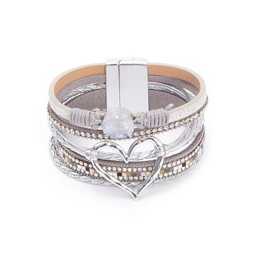 Большая Любовь Богемский Многослойный Браслет из ПУ Кожи Многослойный Браслет Шарм Браслеты Женский Женский Девушка