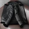 Genuine Lambswool Leather Jacket Men Winter Thickened Slim Fit Biker Fashion Fur Coat Korean Style