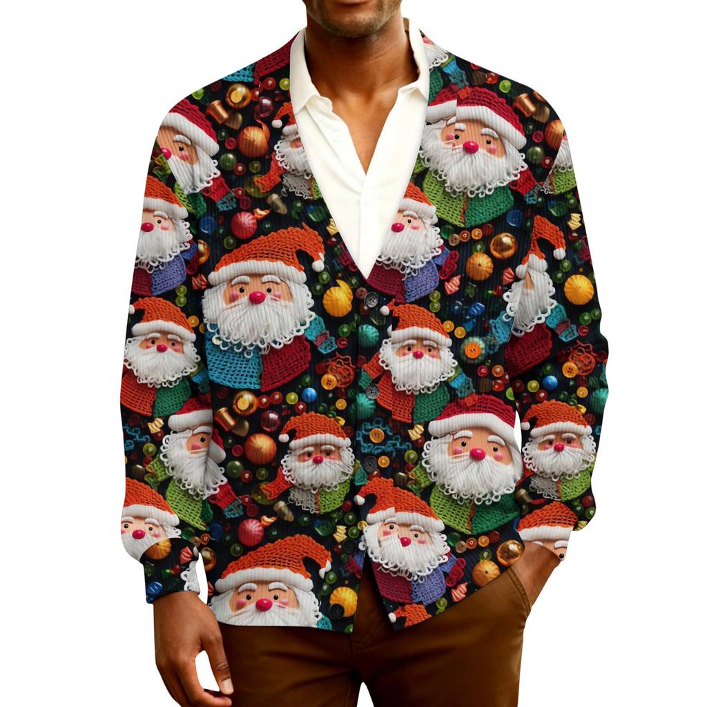 Мужской кардиган с длинным рукавом, рубчатой вязки