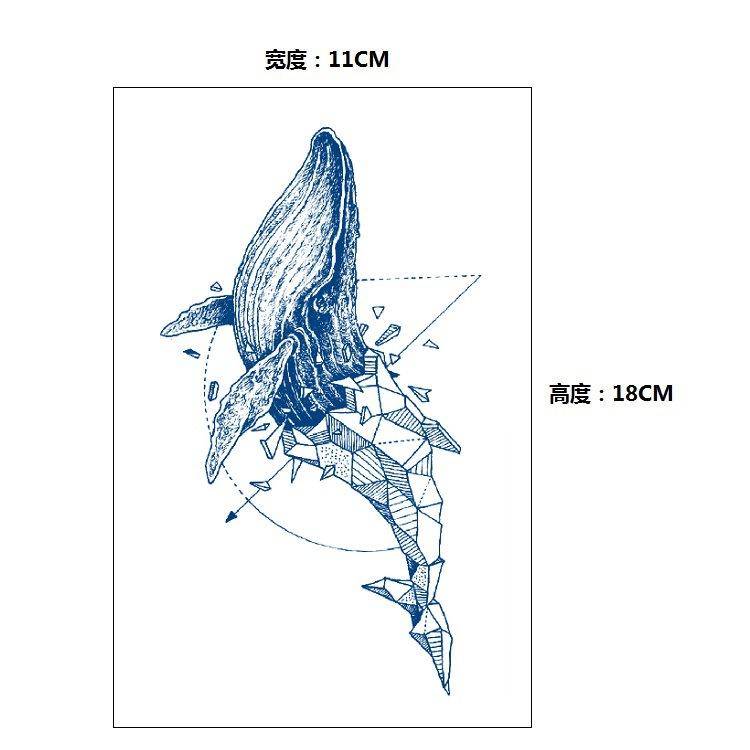 Постепенное изменение геометрический травяной сок лиса кит русалка имитация татуировки наклейка, переводная наклейка на воду
