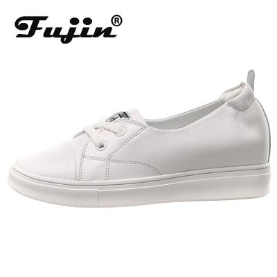 Fujin/Новые массивные кроссовки на платформе 5 см из натуральной кожи, повседневные удобные летние туфли высокого бренда на вулканизированном каблуке со скрытым каблуком
