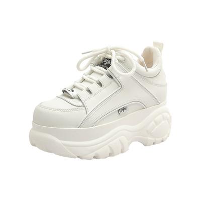 Высококачественные кроссовки на платформе из натуральной кожи буффало для женщин, повседневные кроссовки с круглым носком, брендовая роскошная обувь для папы ST487 ST488