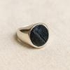 Black Tourmaline Raw Ring – 925 Sterling Silver & Copper Signet Ring for Men and Women