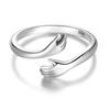 925 Silver Hug Ring Fashionable Versatile Adjustable Hugging Hands Open Ring for Daughter Mom