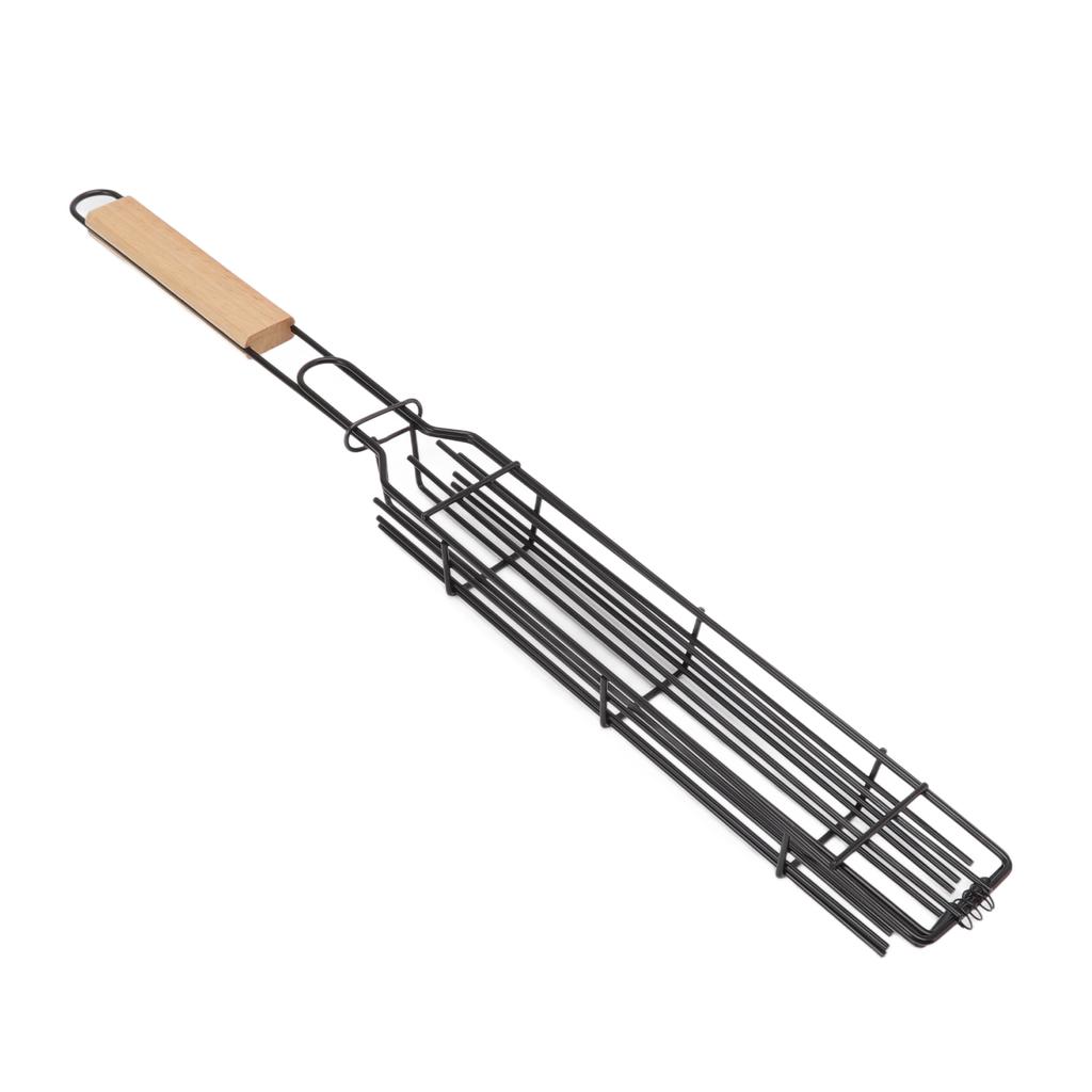 Корзины для гриля-шашлыка с запирающейся решеткой для шашлыка из железа с деревянной ручкой для жарки овощей, хот-догов, мяса