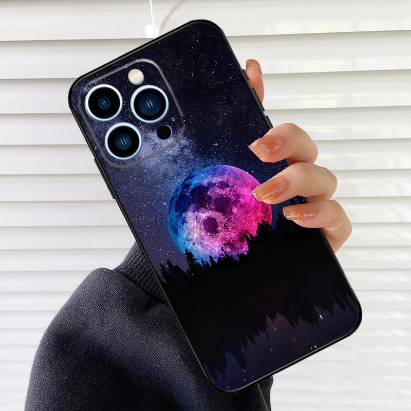 Чехол для телефона Космическое Небо Луна для iPhone 17 16 15 13 11 12 14 Pro Max mini 15 16 Plus 16e 17 Air Cover Fundas