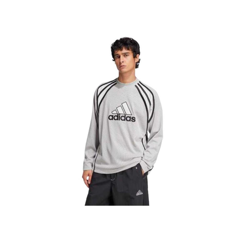 adidas Originals Originals Удобная Мода Простая Полосатая Универсальная Футболка с Длинным Рукавом Реглан Мужские Топы Светло-Серый JD5375