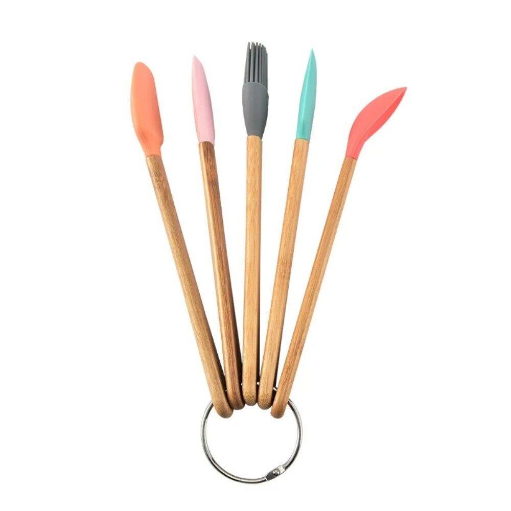 5pcs/Set Cake Spatula Baking Tool Silicone Spoon Portable Oil Brush