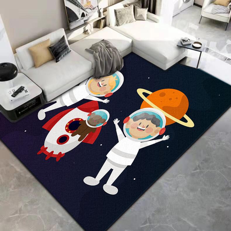 Cartoon Astronaut Carpet Camping Cushion Floor Mat Living Room Game Area Rug Floor Mat Children's Room Play Aera Mat Kawaii Rug