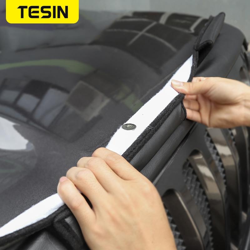 TESIN Car Cover for Jeep Wrangler JL Black PU Leather Engine Cover Front Hood Protector Accessories For Jeep Gladiator JT