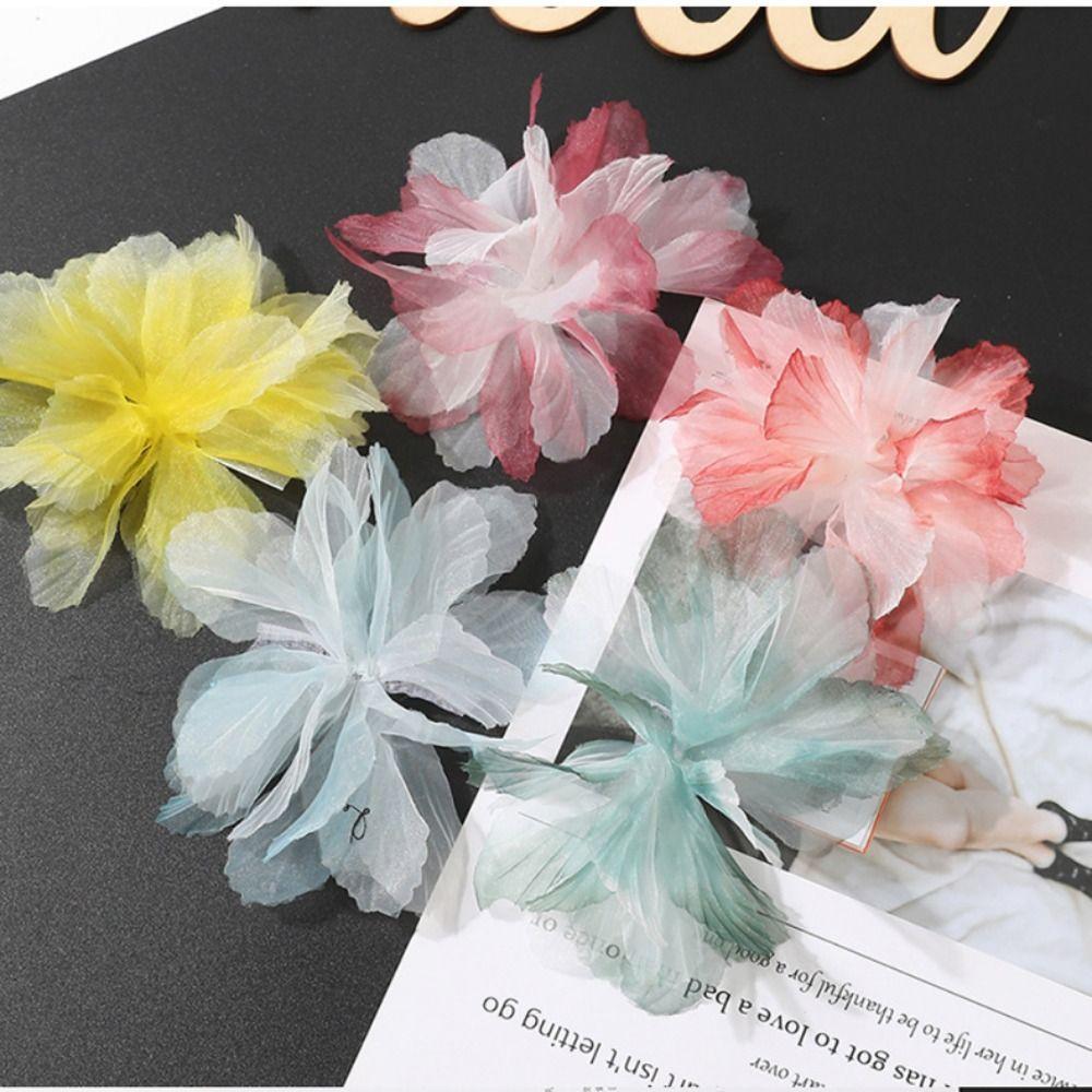 10pcs Multilayer Organza Flower Patches Blossoms Cloth Applique Cloth Patch  Dress Decoration
