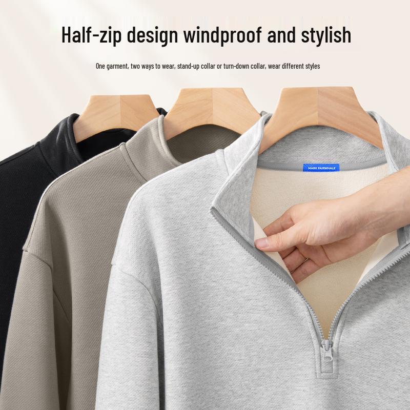 Mark Fairwhale Men's 2025 Winter Fleece Lined Stand-Collar Sweatshirt