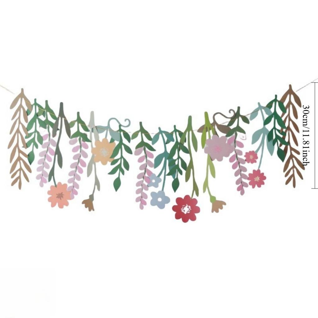 Двусторонний цветочный баннер, заводной цветочный баннер в виде листьев в стиле бохо, водонепроницаемые красочные украшения для вечеринок с полевыми цветами для дня рождения, свадьбы, детского душа, сада