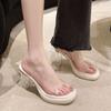 Нескользящие шлепанцы на толстой подошве летние босоножки для ходьбы с эффектом увеличения роста женская универсальная верхняя одежда прозрачный ремешок женская обувь мода