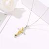 Rose Flower Cross Pendant Chain Necklace Jewelry Gift for Women Jewelry Gift